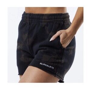 Alphalete Womens Washed Row-Cut Short - Faded Black , Size Medium